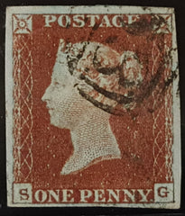 150290 1844 1D PL.50 (SG8)(SG) MISSING IMPRIMATUR LETTERING VERY FINE USED.