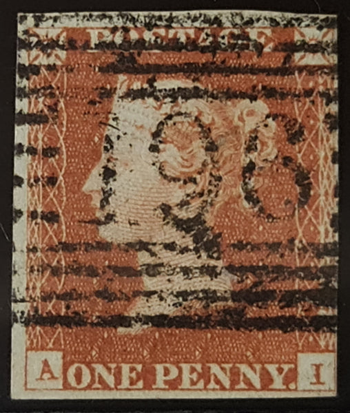 150295 1844 1D PL.44 (SG8)(AI CONSTANT VARIETY) MISSING IMPRIMATUR LETTERING GOOD USED.