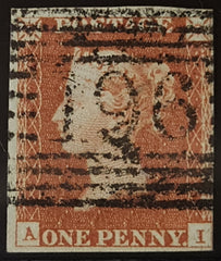 150295 1844 1D PL.44 (SG8)(AI CONSTANT VARIETY) MISSING IMPRIMATUR LETTERING GOOD USED.
