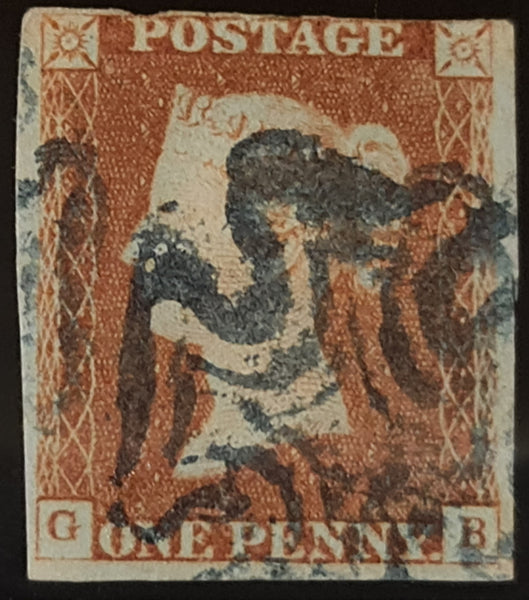 150334 1842 1D PL.24 (SG8)(GB) BLUE MALTESE CROSS (SPEC B1sc) USED.