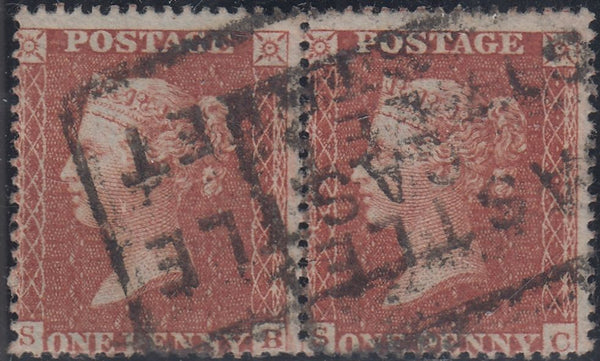 150337 1855 DIE 2 1D PL.6 S.C.16 (SG21)(SB/SC) GOOD TO FINE USED HORIZONTAL PAIR.