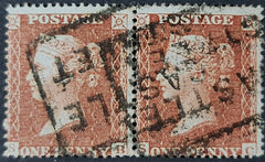 150337 1855 DIE 2 1D PL.6 S.C.16 (SG21)(SB/SC) GOOD TO FINE USED HORIZONTAL PAIR.