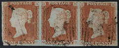 150349 1847 1D PL.74 (SG8)(QC QD QE) GOOD USED STRIP OF THREE.