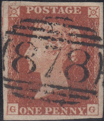 150362 1844 1D PL.42 (SG8)(GG) MISSING IMPRIMATUR LETTERING VERY FINE USED.