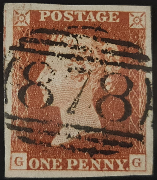 150362 1844 1D PL.42 (SG8)(GG) MISSING IMPRIMATUR LETTERING VERY FINE USED.