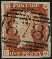 150362 1844 1D PL.42 (SG8)(GG) MISSING IMPRIMATUR LETTERING VERY FINE USED.