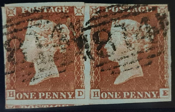 150381 1845 1D PL.59 (SG8)(HD HE) FINE USED HORIZONTAL PAIR.