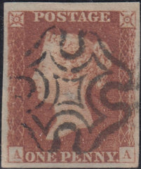 150392 1842 1D PL.25 (SG8)(AA) MISSING IMPRIMATUR LETTERING GOOD TO FINE USED.