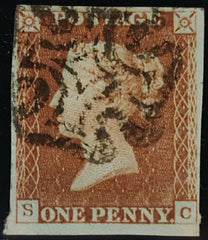 150394 1842 1D PL.25 (SG8)(SC) STATE ONE, GOOD USED.
