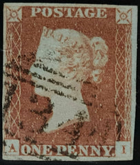 150407 1846 1D PL.65 (SG8)(AI) MISSING IMPRIMATUR LETTERING FINE USED.
