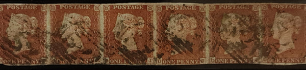 150411 1845 1D PL.60 (SG8) USED STRIP OF SIX.