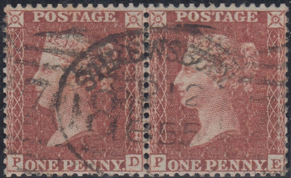 150453 1855 DIE 2 1D PL.6 L.C.14 (SPEC C6)(PD PE) GOOD USED HORIZONTAL PAIR.