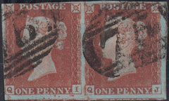 150457 1846 1D PL.66 (SG8)(QI QJ) GOOD USED HORIZONTAL PAIR, QI FINE RE-ENTRY MARKS AT FOOT (SPEC BS55a).