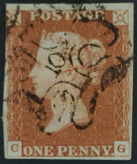 150466 1843 1D PL.32 (SG8)(CG) LONDON NO. '10' IN MALTESE CROSS (SPEC B1uj) GOOD USED.