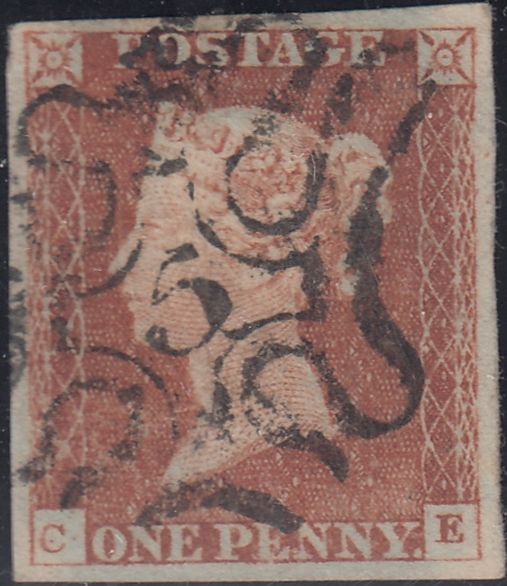 150470 1843 1D PL.31 (SG8)(CE) LONDON NO. '5' IN MALTESE CROSS (SPEC B1ue) GOOD USED.