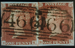 150475 1846 1D PL.66 (SG8)(RK RL) GOOD USED HORIZONTAL PAIR.