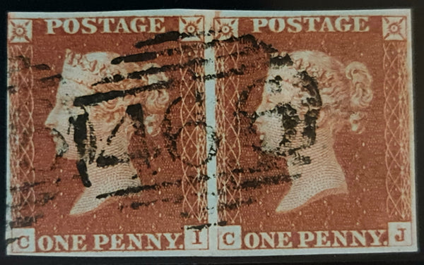 150476 1846 1D PL.66 (SG8)(CI CJ) GOOD USED HORIZONTAL PAIR.