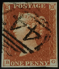 150491 1845 1D PL.58 (SG8)(BG) FINE USED.