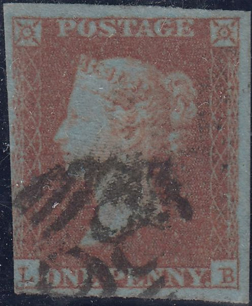 150503 1851 1D PL.118 ON VERY BLUED PAPER (SG8a)(LB) USED.