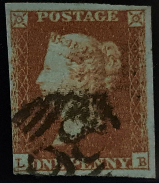 150503 1851 1D PL.118 ON VERY BLUED PAPER (SG8a)(LB) USED.