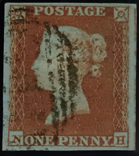 150507 1851 1D PL.118 ON VERY BLUED PAPER (SG8a)(NH) FINE USED.