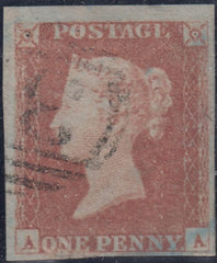 150535 1848 1D PL.85 (SG8)(AA) MISSING IMPRIMATUR LETTERING, USED.