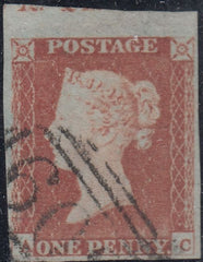 150546 1848 1D PL.84 (SG8)(AC) MISSING IMPRIMATUR LETTERING, FINE TO VERY FINE USED.