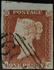 150546 1848 1D PL.84 (SG8)(AC) MISSING IMPRIMATUR LETTERING, FINE TO VERY FINE USED.