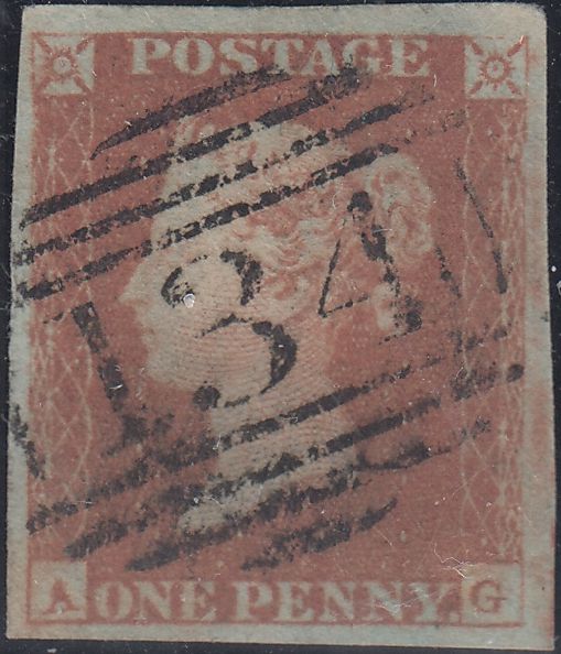 150593 1848 1D PL.87 (SG8)(AG) MISSING IMPRIMATUR LETTERING FINE USED.