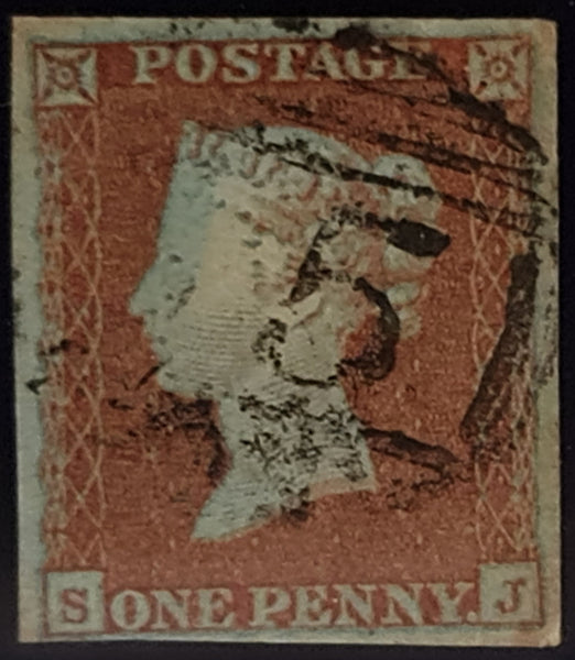 150661 1851 1D PL.114 ON VERY BLUED PAPER (SG8a)(SJ) FINE USED.