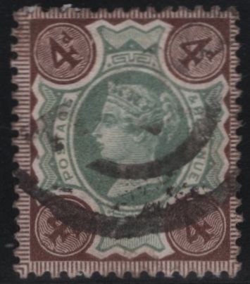 23468 1887 4D JUBILEE (SG205) VARIETY 'WHITE CORNERS' (SPEC K33c/f) FOUR USED EXAMPLES.
