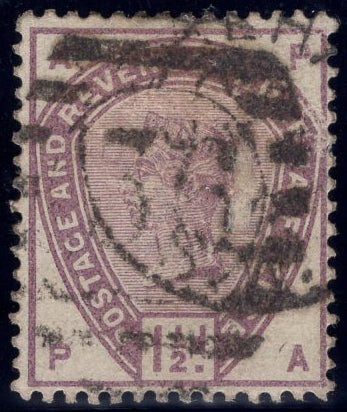 38283 1883 1½D LILAC (SG 188)(PA) PARTIAL 'PLUG FLAW' 'A' AT LOWER RIGHT, GOOD USED.