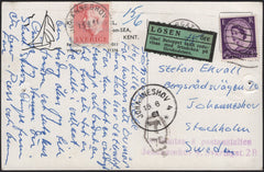 61149 1961 UNDERPAID MAIL MARGATE TO SWEDEN 3D WILDING, SWEDISH POSTAGE DUE.