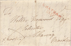 69671 - 1819 MAIL CHATHAM TO CHARING WITH MANUSCRIPT 'X post' AND POSTMASTERS PERK.