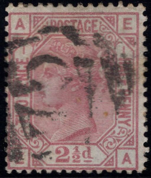 74853 1875 2½D ROSY-MAUVE PL.1 ON BLUED PAPER (SG138).