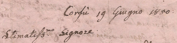 80907 - 1850 MAIL CORFU TO LONDON/1D (SG8) APPLIED IN THE UK. Entire from Corfu ...