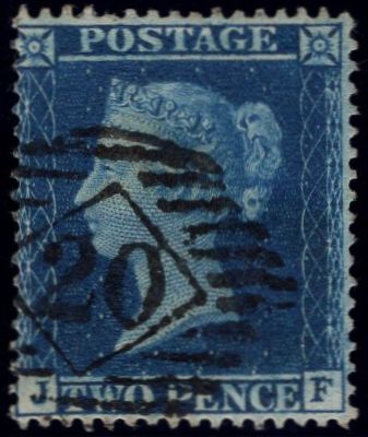 84091 - 2D PL.6 (JF) L.C.16 (SG36a). A very fine used 1858 2d blue pl.6 L.C.16 (SG36a)