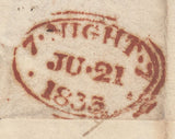 87932 - 1833 MIDDLESEX/'T.P. SUNBURY' HAND STAMP. Entire Sunbury to Holborn dated 21...