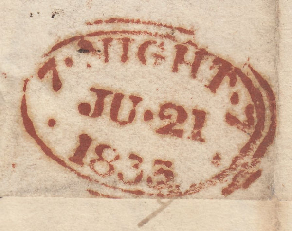 87932 - 1833 MIDDLESEX/'T.P. SUNBURY' HAND STAMP. Entire Sunbury to Holborn dated 21...