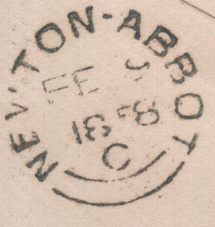 90347 1858 MAIL BRIXHAM, DEVON TO ASHBURTON 1D PL. 56 PERFORATION 16 (SG36)(CL).