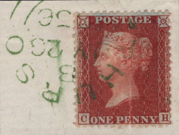90397 1856 GREEN 'THURSO' DATE STAMP (SPEC C1wd) ON PIECE WITH DIE 2 1D PL.42 (SG29)(CH).