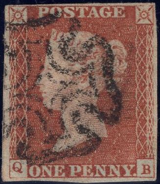 90870 1842 1D PL.25 WITH FINE IVORY HEAD (SG8h)(QB).