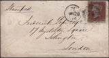 92394 1854 MAIL NEW BRENTFORD TO ISLINGTON, 1D PL.172 (SG17)(BD) 'New-Brent ford' RECEIVERS HANDSTAMP (L514/NBREN17b).