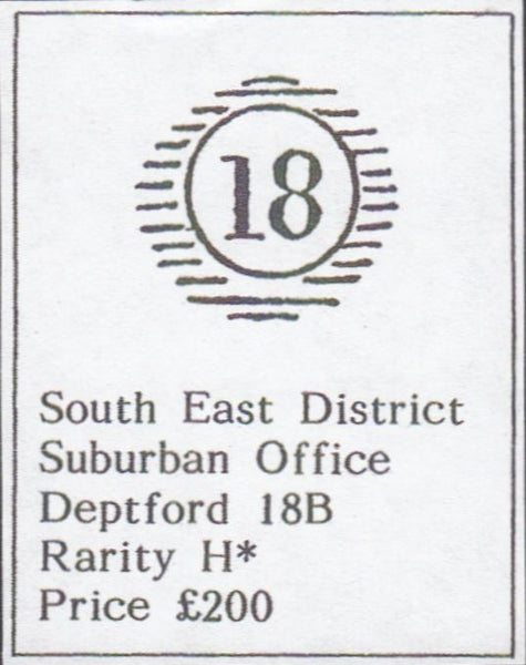 100077 - DEPTFORD LONDON SUBURBAN "18" DISTRICT CANCELLATION.