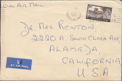 100375 - 1957 2/6 CASTLE USAGE TO USA.