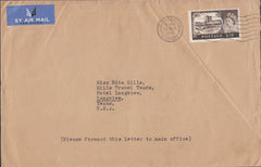 100392 1961 AIR MAIL RUTHERGLEN, GLASGOW TO TEXAS USA WITH 2/6 CASTLE.