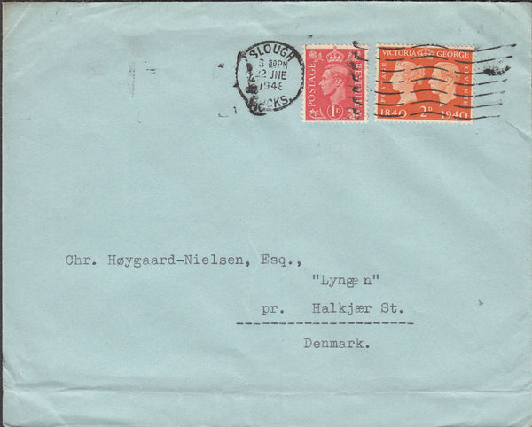 100449 - 1948 MAIL SLOUGH, BUCKS TO DENMARK/CENTENARY ISSUE.