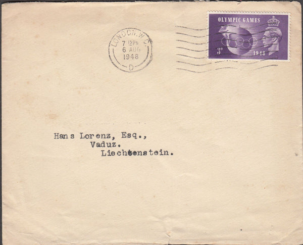 100462 - 1948 MAIL LONDON TO LEICHTENSTEIN/OLYMPIC GAMES.
