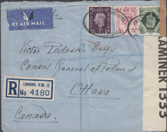 100556 - 1941 REGISTERED MAIL LONDON TO CANADA.