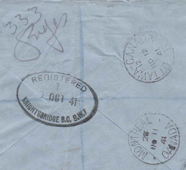 100556 - 1941 REGISTERED MAIL LONDON TO CANADA.